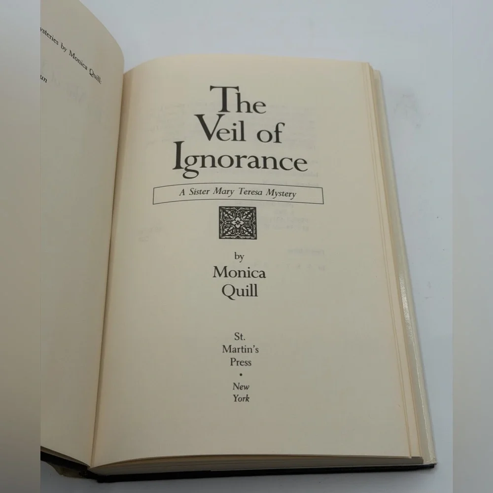 The Veil of Ignorance A Mystery by Monica Quill (Hardcover, 1988) First Edition